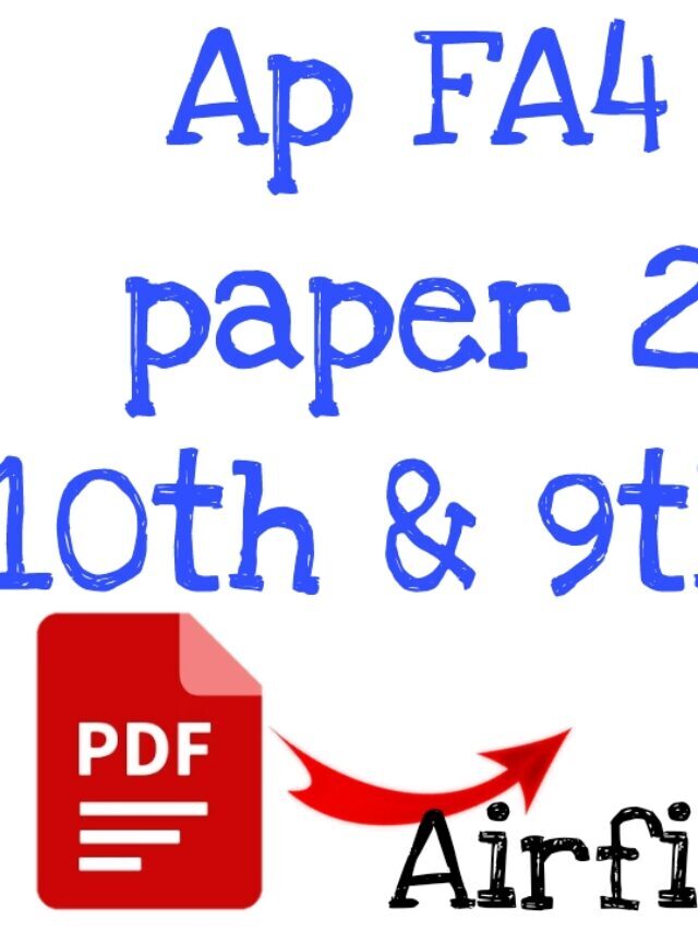 Ap FA4 Question paper answer key 2023 Pdf