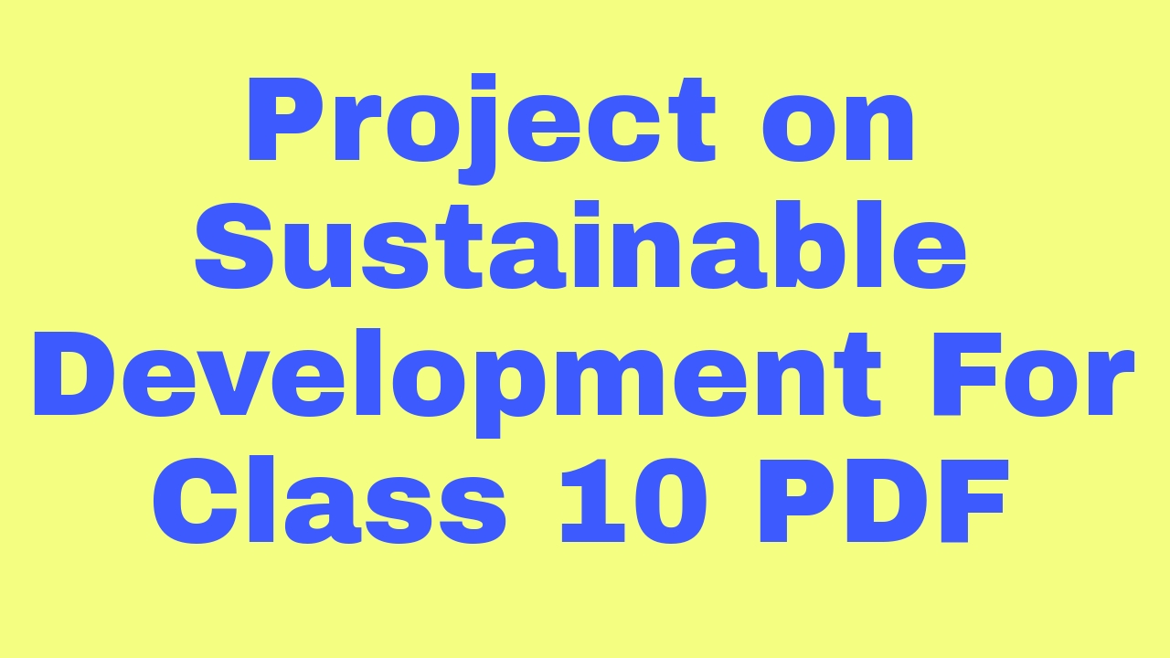 Project on Sustainable Development For Class 10 PDF