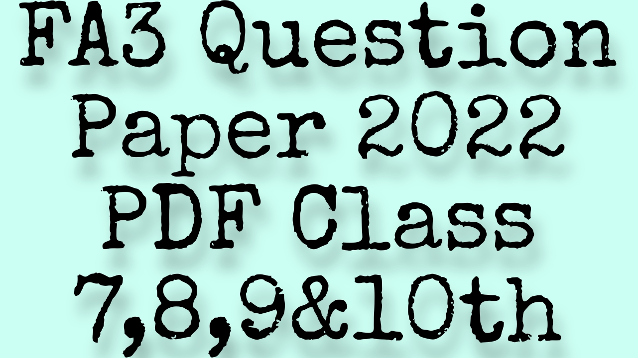 Fa 3 Question paper 2023
