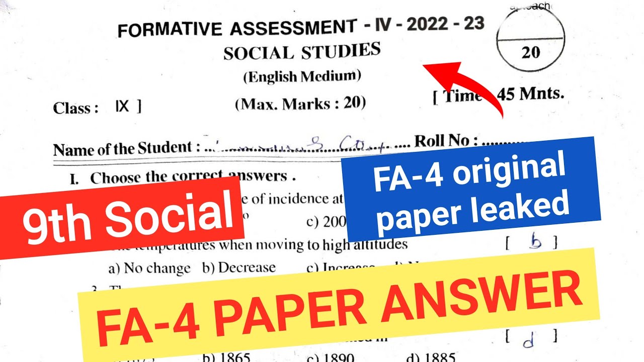 Class 9th social studies Fa4 Question paper 2023 PDF