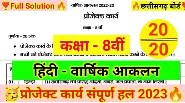वार्षिक आकलन प्रोजेक्ट कार्य कक्षा 8 वी