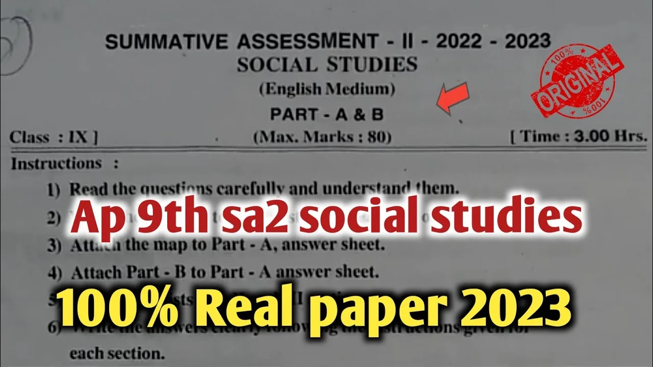 Ap 9th Class social studies ap sa 2 Question paper 2023 answers keys PDF