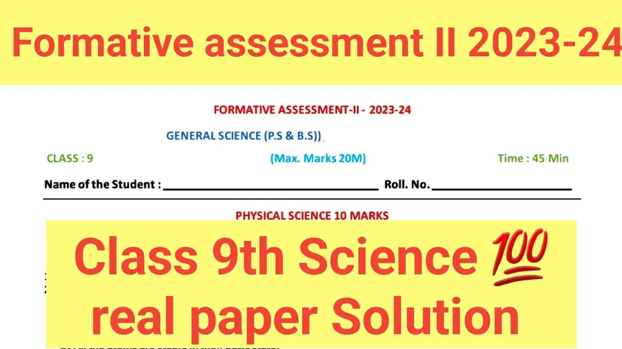 9th Physical science fa 2 question paper 2023 answers keys PDF