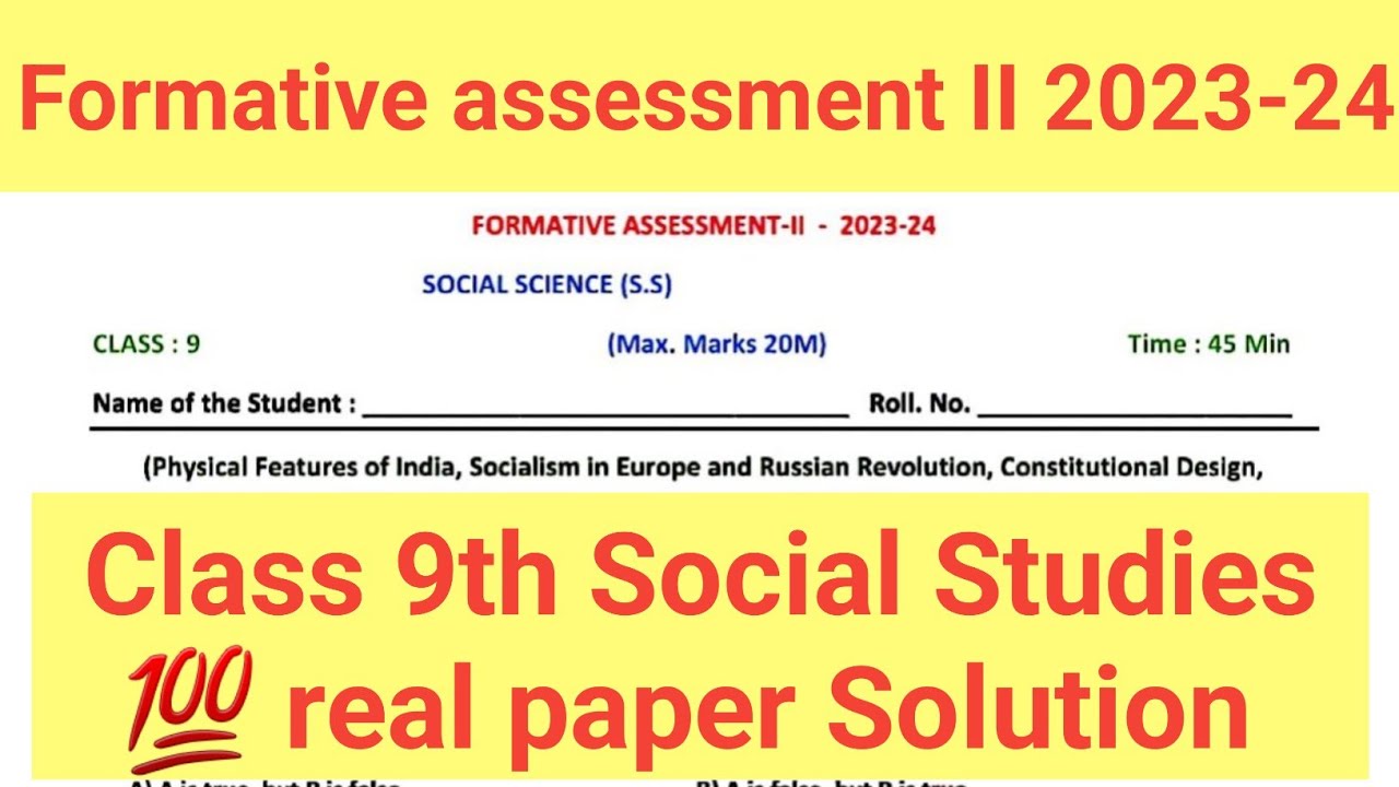 9th social Studies Fa2 exam paper 2023