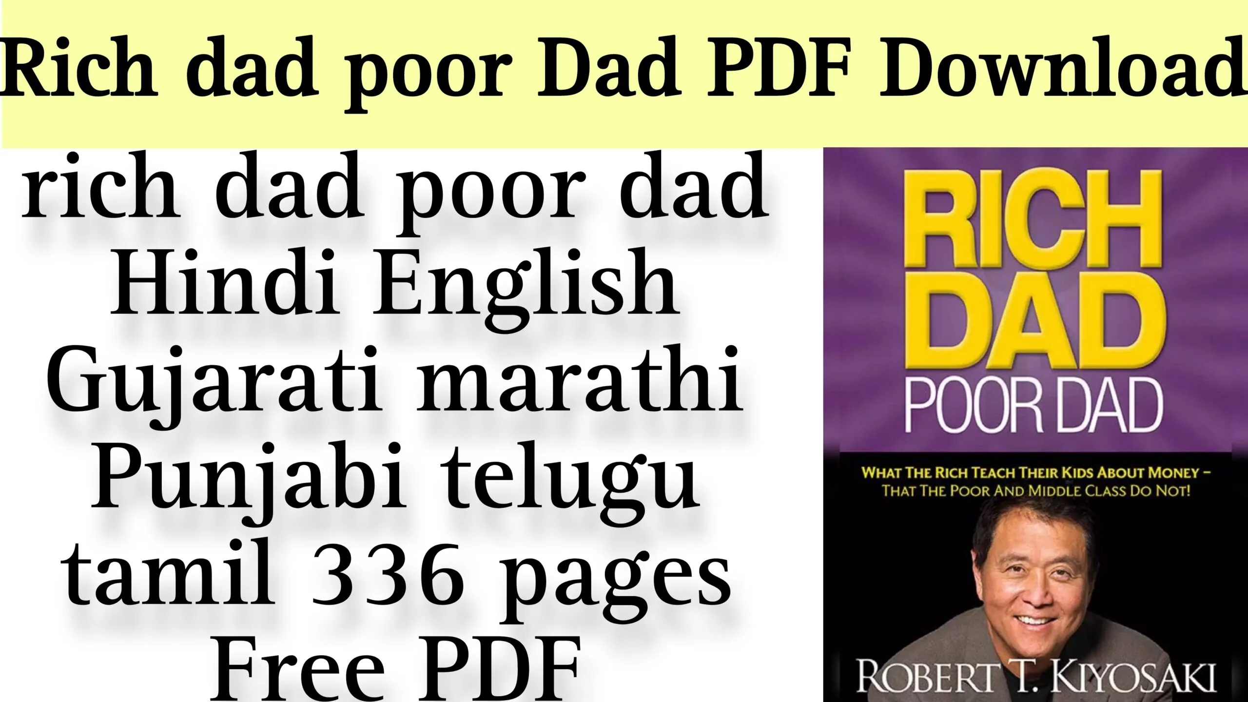 Rich dad poor Dad free pdf download in hindi English punjabi telugu tamil