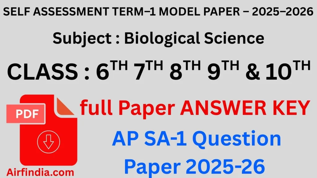 10th Class biological Science ap sa 1 Question paper 2025 Answer