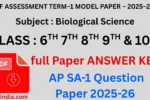 10th Class biological Science ap sa 1 Question paper 2025 Answer