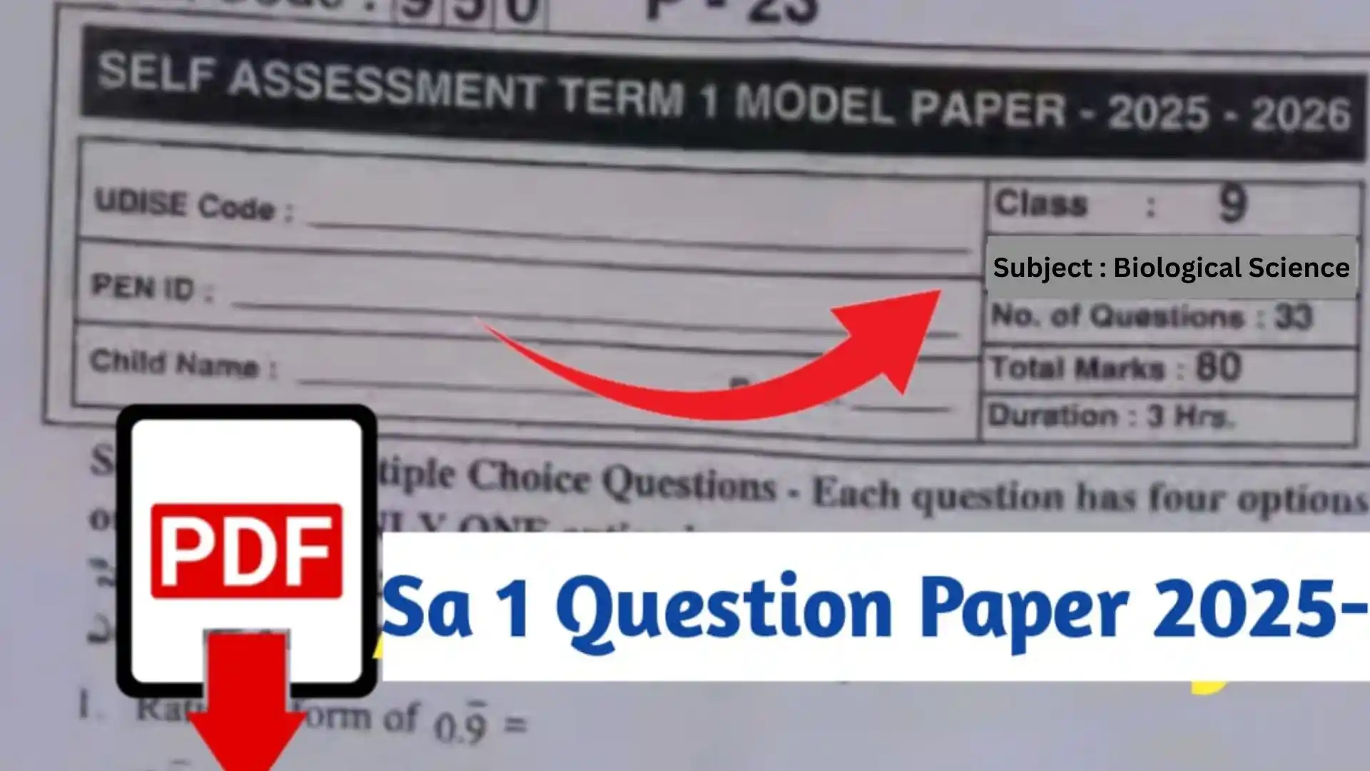 Biological Science Self Assessment Term 1 Modal Paper 2025-26