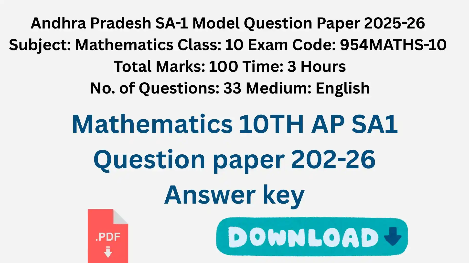 Mathematics 10TH AP SA1 Question paper 202-26