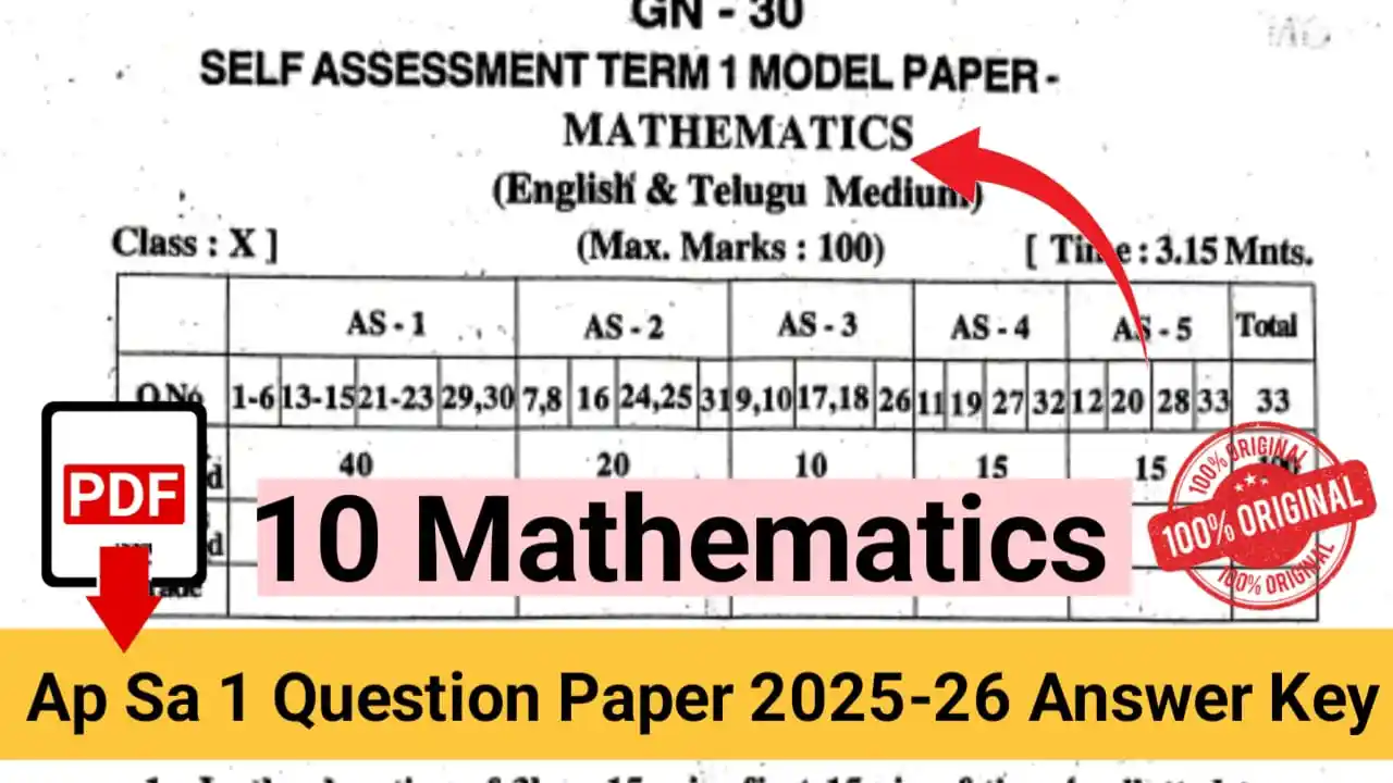 10th Mathematics AP SA1 Question paper 202-26
