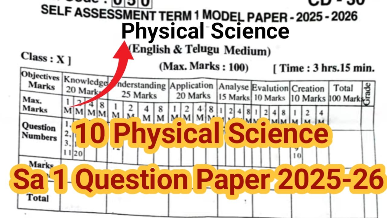 10th General Science Ap SA 1 Question Paper 202-26