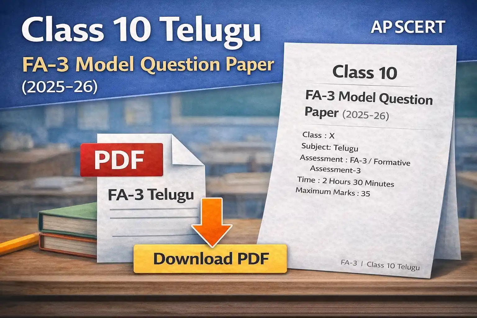 Class 10 Telugu FA-3 Model Question Paper 2025–26