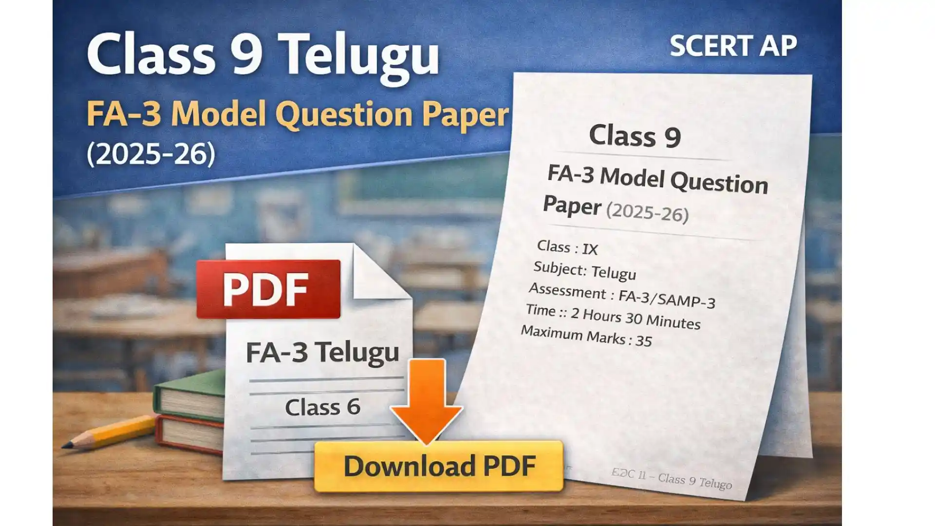 Class 9 Telugu FA-3 Model Question Paper 2025–26